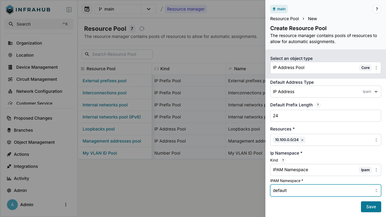 Creating IP address pool via the Web Interface